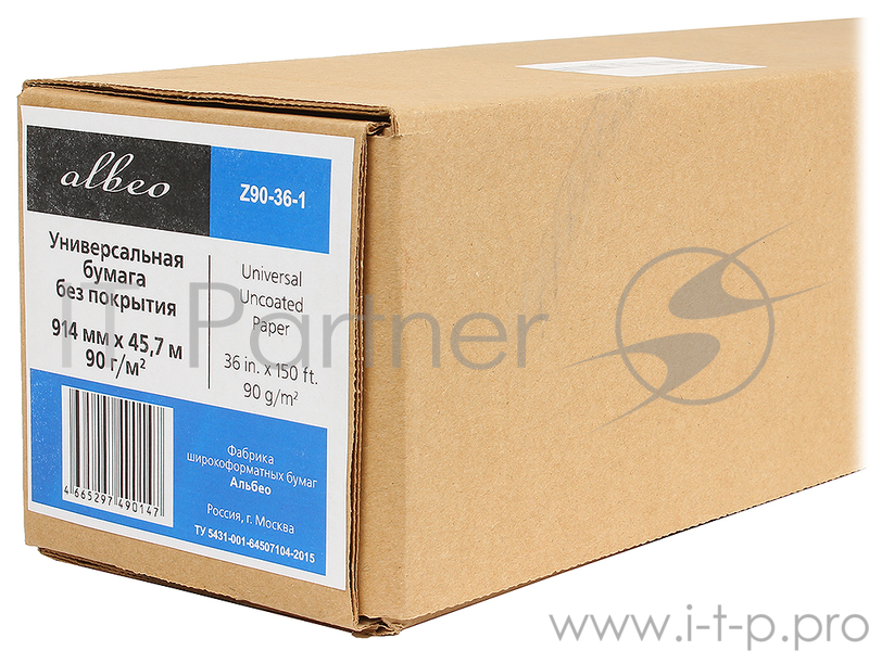 (Z90-36-1) Бумага Albeo InkJet Paper, для плоттеров, втулка 50,8 мм, белизна 146%, (0,914х45,7 м., 9