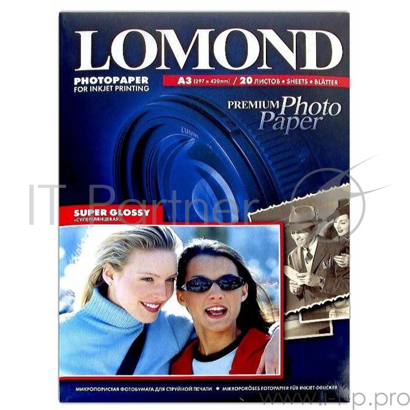 Фотобумага LOMOND Одностороняя Супер Глянцевая, 295 г/м2, A3/20л.