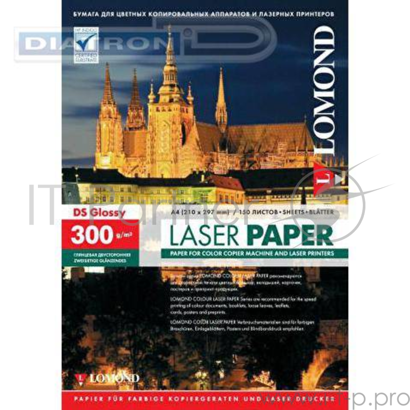 Фотобумага LOMOND Двухсторонняя Глянцевая, для лазерной печати, 300 г/м2, A4/150л.