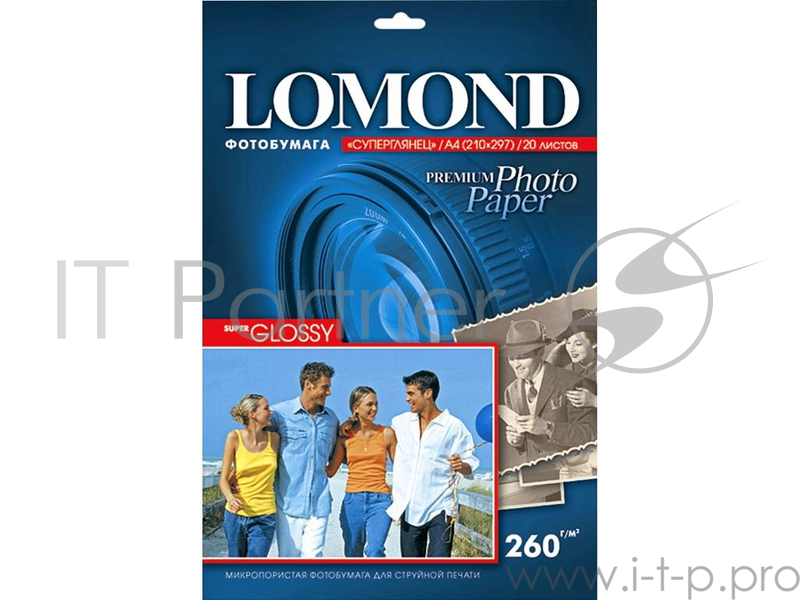 Фотобумага LOMOND Бумага 4х6 (10.2*15.2) 260/20 Super Glossy одн. для стр.печ