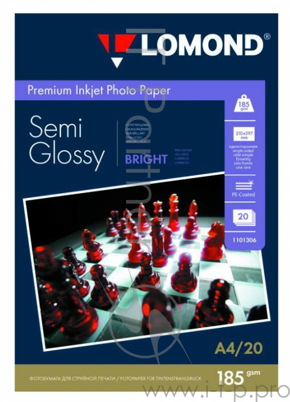 Фотобумага Lomond 1101306 A4/185г/м2/20л./белый полуглянцевое для струйной печати