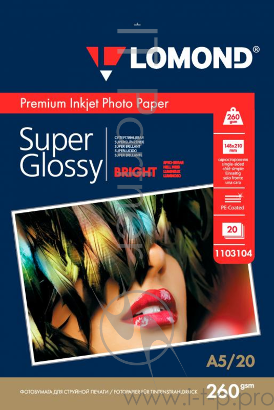 Фотобумага Lomond 1103104 A5/260г/м2/20л./белый высокоглянцевое для струйной печати