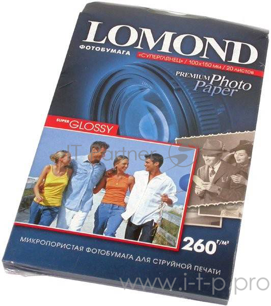 Фотобумага Lomond 1103104 A5/260г/м2/20л./белый высокоглянцевое для струйной печати