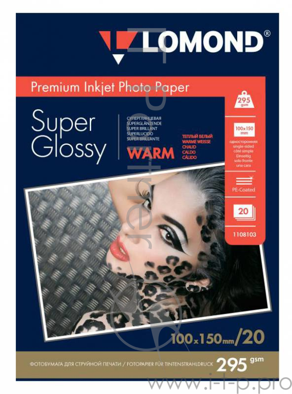 Фотобумага Lomond 1108103 A6/295г/м2/20л./белый глянцевое для струйной печати