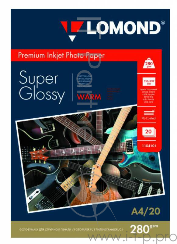 Фотобумага Lomond 1104101 A4/280г/м2/20л./белый высокоглянцевое для струйной печати