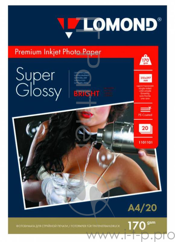 Фотобумага Lomond 1101101 A4/170г/м2/20л./белый высокоглянцевое для струйной печати