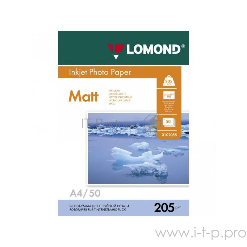 Фотобумага Lomond 0102124 A4/205г/м2/25л./белый матовое для струйной печати