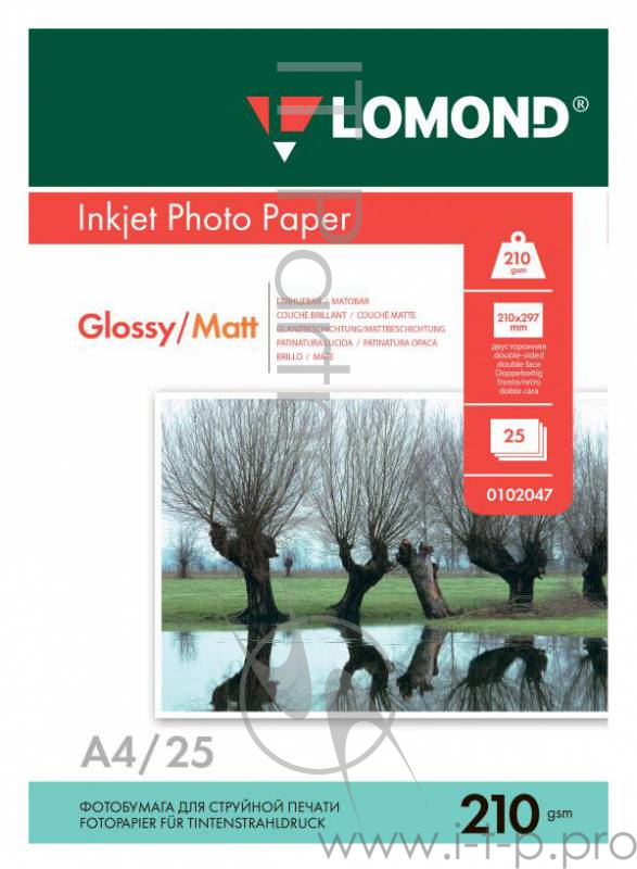 Фотобумага Lomond 0102047 A4/210г/м2/25л./белый глянцевое/матовое для струйной печати