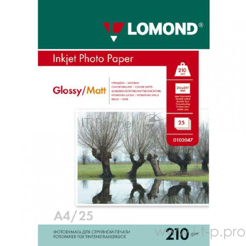 Фотобумага Lomond 0102047 A4/210г/м2/25л./белый глянцевое/матовое для струйной печати