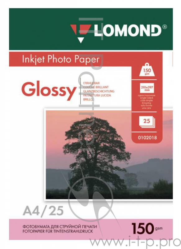 Фотобумага Lomond 0102043 A4/150г/м2/25л./белый глянцевое для струйной печати