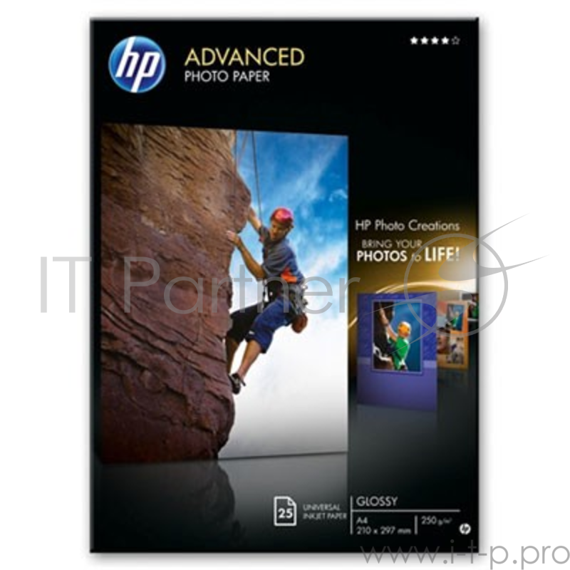 Фотобумага HP Улучшенная Глянцевая, 250 г/м, A4(21x29,7)/25л.