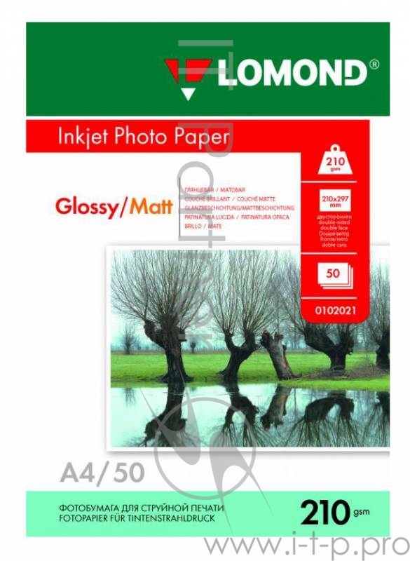 Фотобумага Lomond 0102021 A4/210г/м2/50л./белый глянцевое/матовое для струйной печати