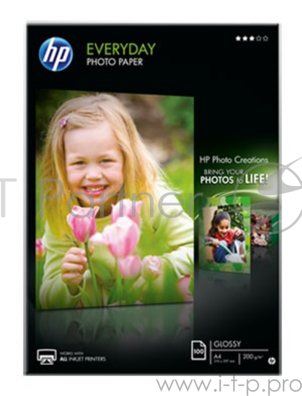 Фотобумага HP Повседневная Глянцевая, 200г/м, A4 (21X29,7)/100л.