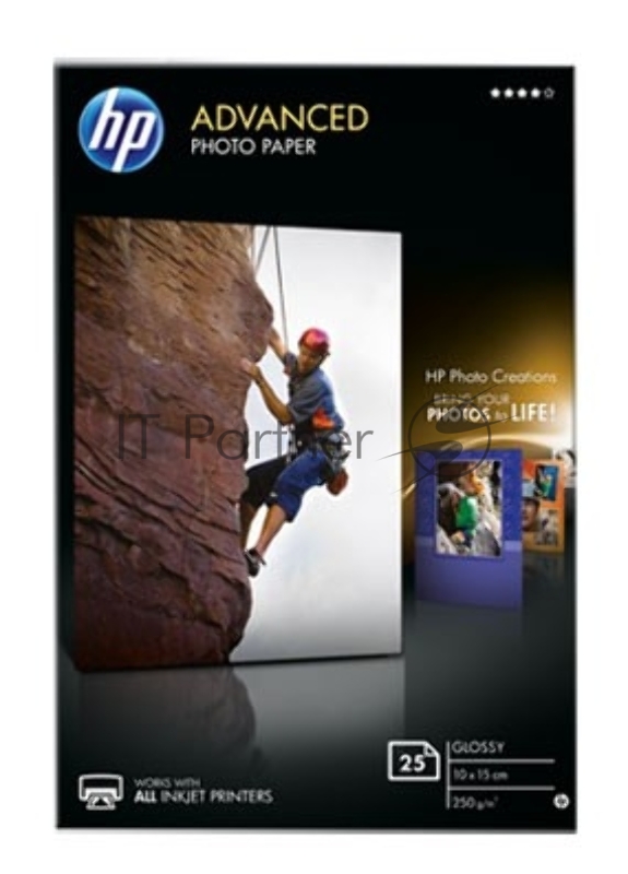 Фотобумага HP Улучшенная Глянцевая для печати без полей, 250 г/м, A6(10x15)/25л.