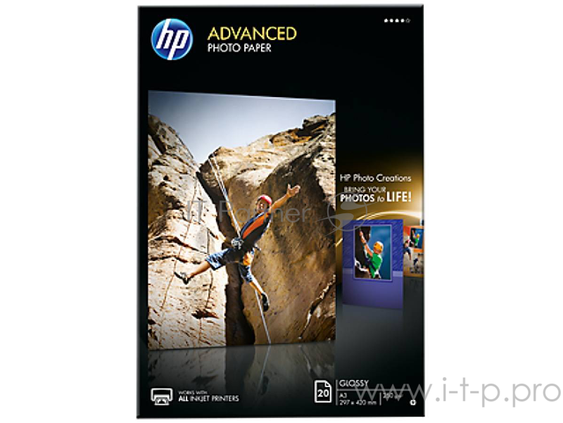 Фотобумага HP Глянцевая с улучшенными характеристиками – 20 листов/A3/297 x 420 мм