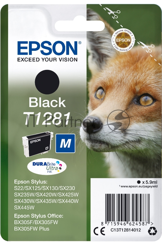 Картридж Epson Stylus S22/SX125/SX420W/SX425W/BX305F (O) C13T12814011/C13T12814012, BK