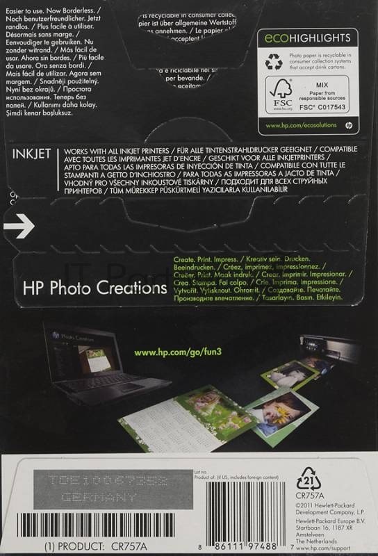 Глянцевая фотобумага HP для повседневного использования — 100 листов/10 x 15 см