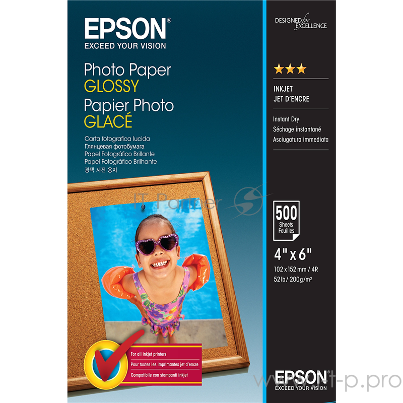 Бумага EPSON Photo Paper Glossy 200г/м2 10x15 500sheets