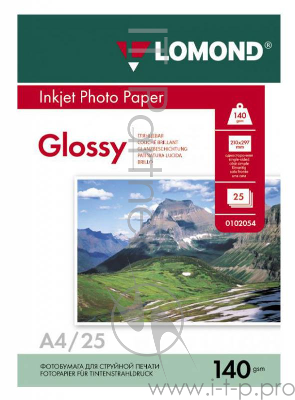 Бумага Lomond 0102076 A4/140г/м2/25л./белый глянцевое для струйной печати