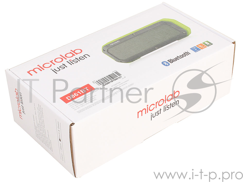 Колонки Microlab D861BT Портативная,черно-зеленая (6W RMS, Bluetooth, IPX5)
