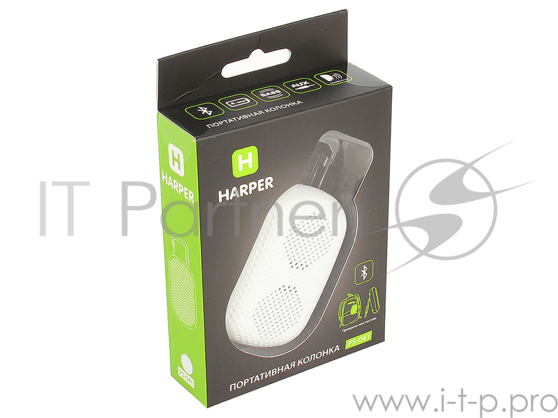 Беспроводная BT-Колонка HARPER PS-041 White (Bluetooth/до 7 часов/2 Вт/микрофон)