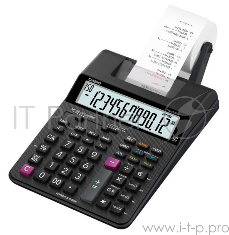 Калькулятор с печатью Casio HR-150RCE-WA-EC черный 12-разр.
