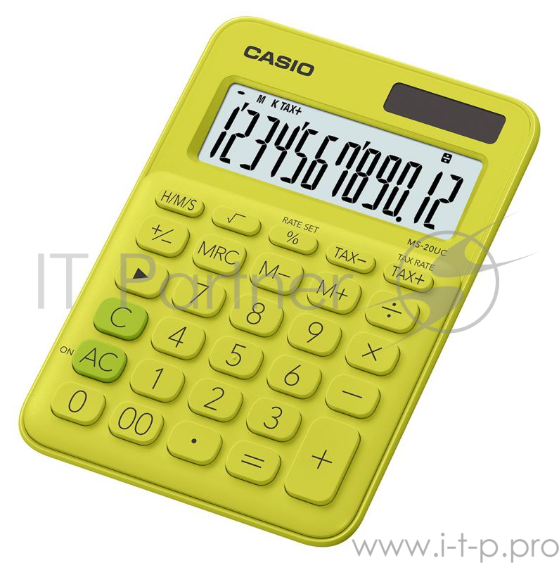 Калькулятор настольный Casio MS-20UC-YG-S-EC желтый/зеленый 12-разр.