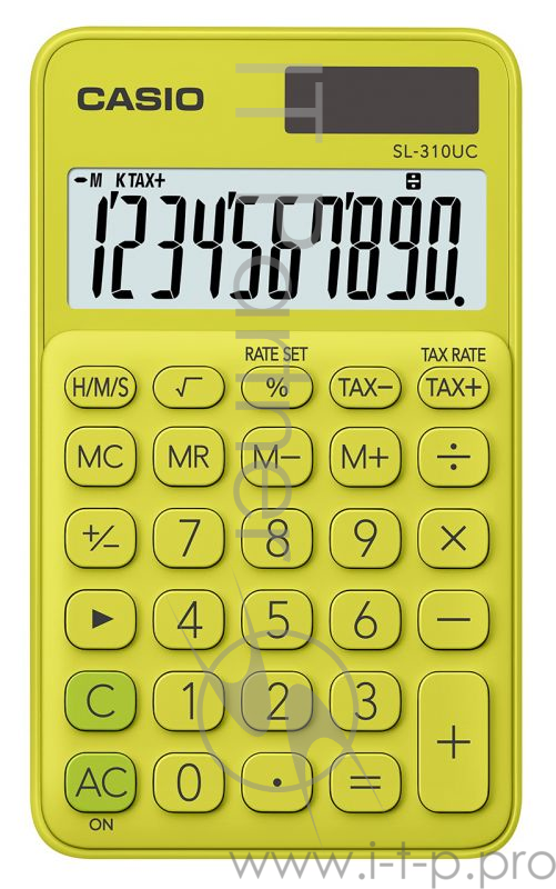 Калькулятор карманный Casio SL-310UC-YG-S-EC желтый/зеленый 10-разр.