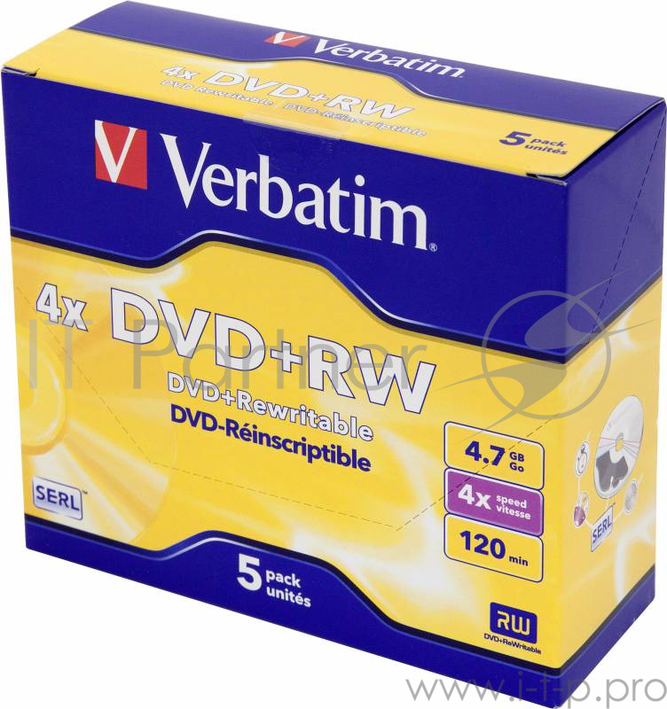 Диск DVD+RW Verbatim 4.7Gb 4x Jewel case (1шт) (43229)