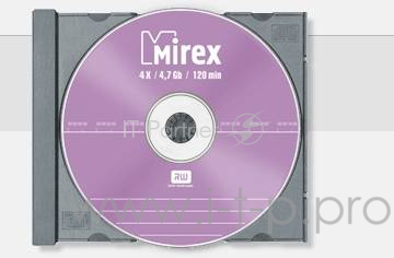 Диск DVD+RW Mirex 4.7 Gb, 4x, Slim Case (1), (1/50)