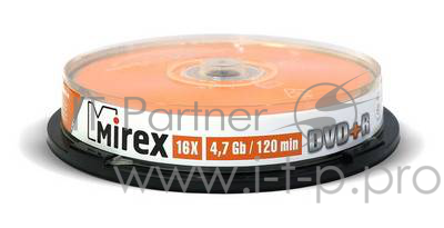 Диск DVD+R Mirex 4.7 Gb, 16x, Cake Box (10), (10/300)
