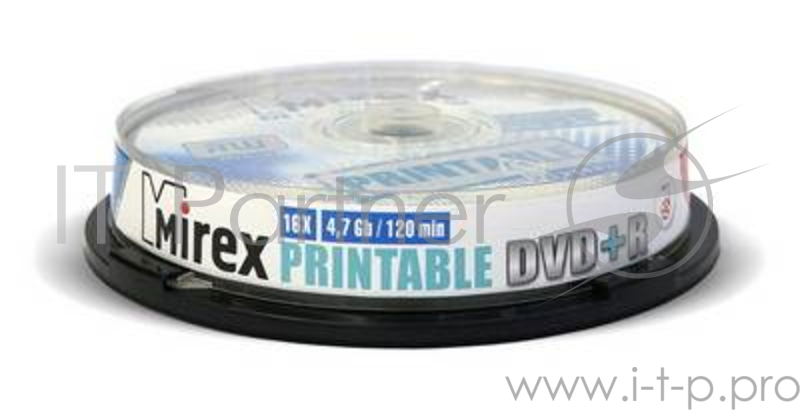 Диск DVD+R Mirex 4.7 Gb, 16x, Cake Box (10), Ink Printable (10/300)