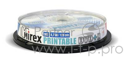 Диск DVD+R Mirex 4.7 Gb, 16x, Cake Box (10), Ink Printable (10/300)