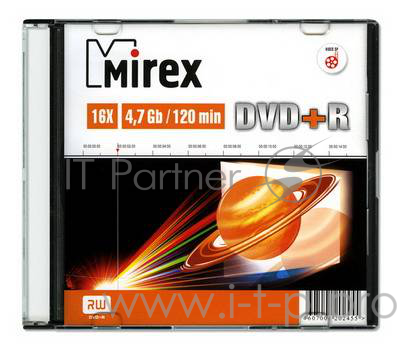 Диск DVD+R Mirex 4.7 Gb, 16x, Slim Case (1), (1/200)