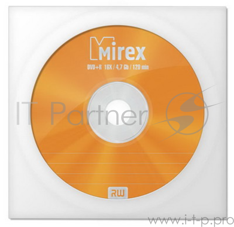 Диск DVD+R Mirex 4.7 Gb, 16x, Бум.конверт (1), (1/600)