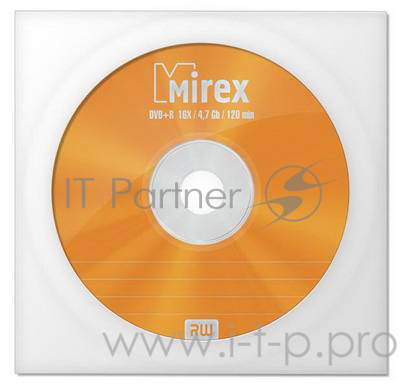 Диск DVD+R Mirex 4.7 Gb, 16x, Бум.конверт (1), (1/600)