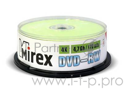 Диск DVD-RW Mirex 4.7 Gb, 4x, Cake Box (25), (25/300)