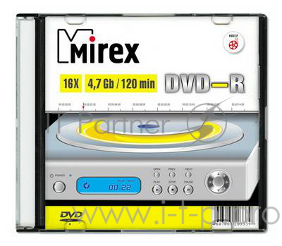 Диск DVD-R Mirex 4.7 Gb, 16x, Slim Case (5), (5/200)
