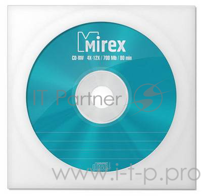 Диск CD-RW Mirex 700 Mb, 12х, Бум.конверт (1), (1/150)