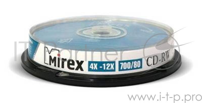 Диск CD-RW Mirex 700 Mb, 12х, Cake Box (10), (10/300)