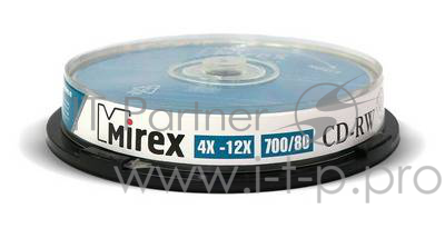 Диск CD-RW Mirex 700 Mb, 12х, Cake Box (10), (10/300)