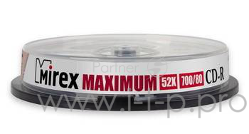 Диск CD-R Mirex 700 Mb, 52х, Maximum, Cake Box (10), (10/300)