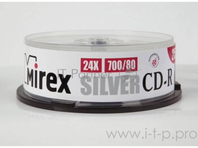 Диск CD-R Mirex 700 Mb, 24х, Silver, Cake Box (25), (25/300)