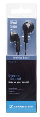 Наушники вкладыши Sennheiser MX 170 1.2м черный проводные (в ушной раковине)