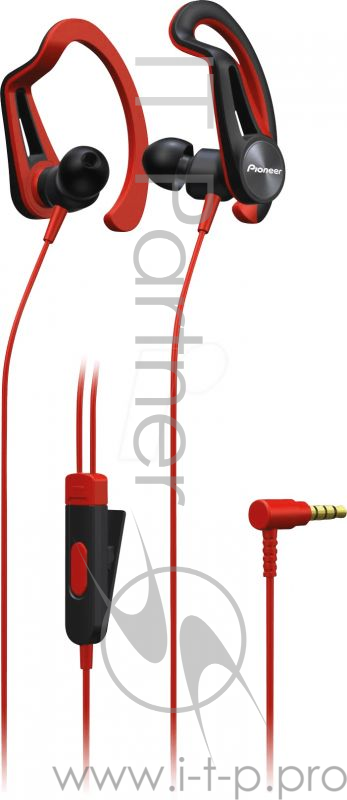 Наушники вкладыши Pioneer SE-E5T-R 1.2м красный проводные (крепление за ухом)