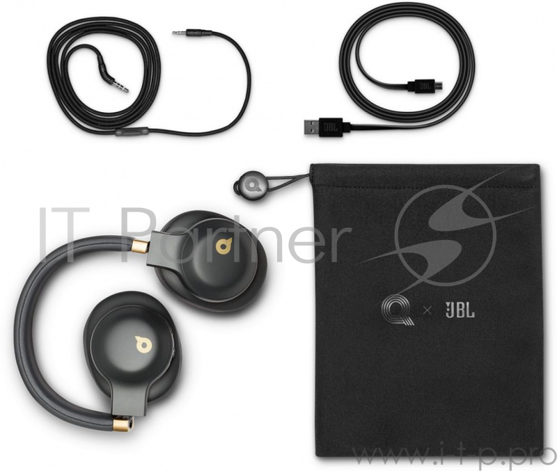 Гарнитура мониторы JBL E55BTQE 1.3м черный/золотистый беспроводные bluetooth (оголовье)