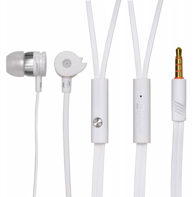 Гарнитура вкладыши Oklick HS-S-210 1.2м белый проводные