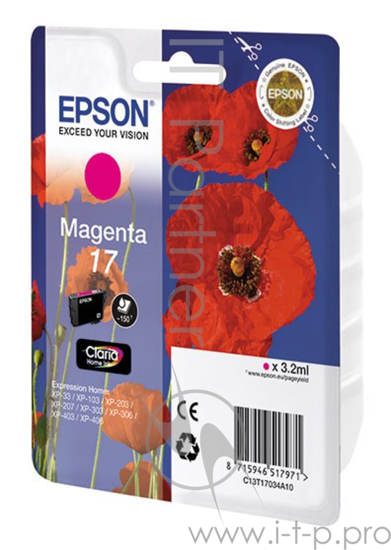 Картридж Epson Expression Home XP-33/103/203/207/303/306/406 (O) C13T17034A10, M