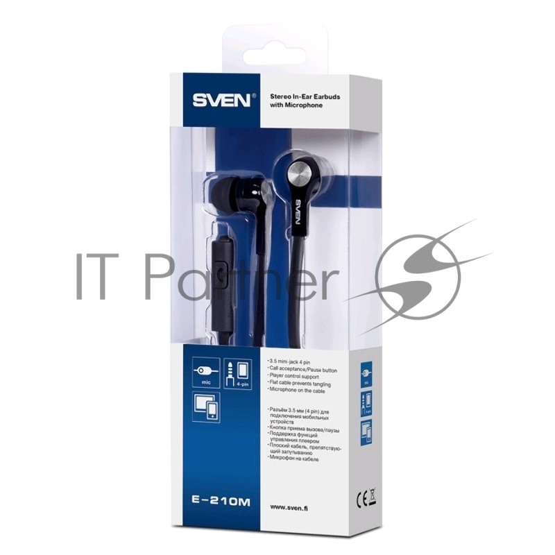 Наушники SVEN E-210M,черный с микрофоном