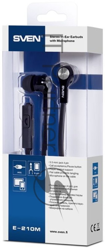 Наушники SVEN E-210M,черный с микрофоном